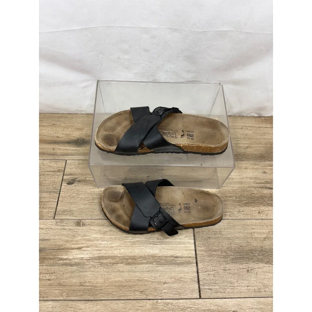 Birkenstock Barbados Black Criss‎ Cross Slides Sandals EU 39 US 8